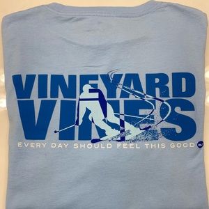 Vineyard Vines Men’s XS Long Sleeve Cotton  T-shirt, Light Blue